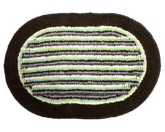 Heart Home Strips Design Soft Cotton Machine Washable Doormat, BathMat- Pack of 3 (Brown & Green)-50HH01914