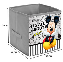 Heart Home Disney Mickey Print Non Woven Fabric Foldable Storage Cube For Toy,Books,Shoes Storage Box With Handle,Extra Large (Grey)-HHEART16128