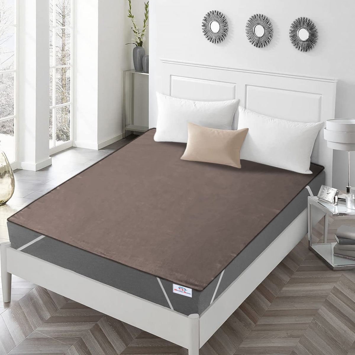 Heart Home PVC Waterproof/Dustproof Double Bed Mattress Protector, 72"x76" (Brown) 52HH4004