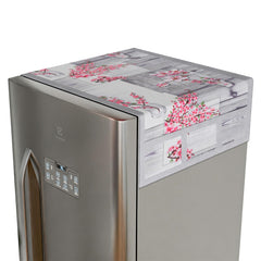 Kuber Industries Fridge Top Cover | Fridge Top Cover with Pockets | Refrigerator Top Cover for Kitchen | Fridge Top Cover with 6 Utility Pockets | Flower Fridge Top Cover | Gray