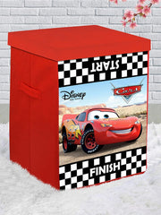 Heart Home Mc Queen Car Print Non-Woven Laundry Basket, Clothes Hamper For Laundry Closet, Bedroom, Bathroom With Lid & Handles Pack of 2 (Red) 54HH4088.