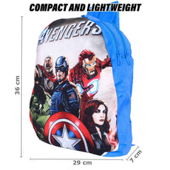 Heart Home Marvel Avengers Backpack | 2 Compartment Velvet School Bag | School Bag for Kids | Kids School Backpack | Backpack for School | Blue