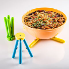 Kuber Industries Hot Stick Mate|Unbrakable Plastic Hot Plate Stand|Pot Holder for Protect Floor & Table from Heat Damage|Scratches|Pack of 6 (Assorted)