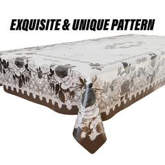 Kuber Industries Center Table Cover | PVC Cup Design with Floral Border Table Cover | Luxurious Table Protector Cover Without Lace for Home | 40x60 Inch | Black