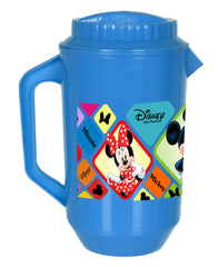 Heart Home Mickey Minnie Print Unbreakable Plastic Water Jug with Lid for Home, Kitchen, Office 2 Liter Pack of 2 (Cream & Blue)