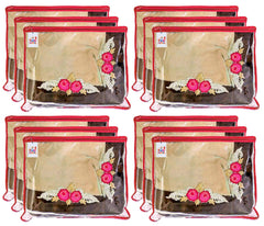 Fun Homes Non Woven 12 Pieces Single Packing Saree Cover Set (Red)