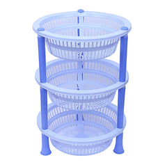 Kuber industries Plastic 2 Pieces 3 Layer Multi-Purpose Kitchen Storage Basket Rack (Blue)-CTKTC25189