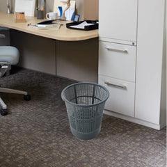 Kuber Industries Mesh Dustbin|Plastic Open Garbage Basket|Portable Round Trash Can for Kitchen|Office|College|5 Liter|Pack of 3 (Grey)