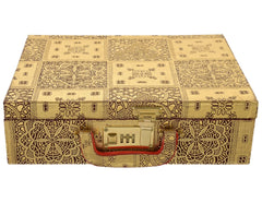 Kuber Industries Multipurpose Wooden Emobssed Design 2 Rod Bangle Box/Organizer/Case With Mirror & Number Lock System - Pack of 2 (Gold)-47KM0551