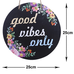 Heart Home Wall Hanging Quotes|Mdf Wooden Round Shaped Floral Print Plates For Kids Bedroom,Hall Entrance,Office,Pack of 3 (Black)