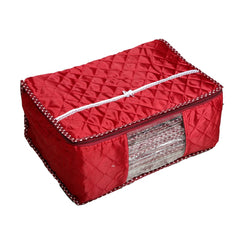 Kuber Industries 3 Piece 3 Layered Quilted Cotton Saree Cover Set, Maroon