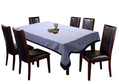 Kuber Industries Dining Table Cover 6 Seater|Table Cloth|Table Cover for Home, Restaurant|Cotton Checkered Design|Blue