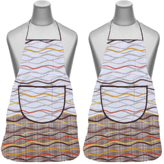Kuber Industries Apron|PVC Unique Strips Printed Kitchen Chef Cloth|Waterproof Centre Pocket Apron With Tying Cord for Men & Women,Pack of 2 (Multicolor)