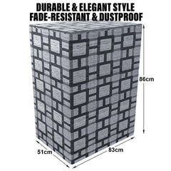 Heart Home Washing Machine Cover | Big Check Washing Machine Cover | Soft PVC | Top Load Semi-Automatic Washing Machine Cover | Gray