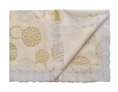Kuber Industries 60"x90" Rangoli Printed PVC Waterproof, Antislip & Wipe Clean Dinning Table Cover for 6 Seater (Cream)-HS43KUBMART25644