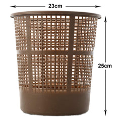Heart Home Mesh Dustbin|Plastic Open Garbage Basket|Portable Round Trash Can for Kitchen|Office|College|5 Liter (Brown)