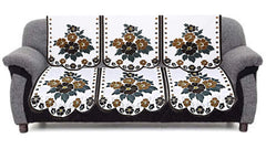 Kuber Industries Flower Cotton 2 Piece 3 Seater Sofa Cover (Standard, Brown) - CTKTC28695