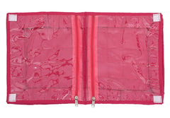 Kuber Industries Dot Printed Cotton Garments Storage Bag For Undergarments Lingerie Innerwear: Socks: Dipper With 2 Tranasparent Compartment- Pack of 2 (Pink) -45KM040