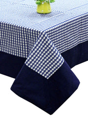 Kuber Industries Dining Table Cover 6 Seater|Table Cloth|Table Cover for Home, Restaurant|Cotton Checkered Design|Blue