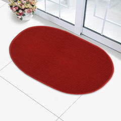 Fun Homes Oval Shape Microfiber Anti Slip 2 Pieces Door Mat (14'' x 23'',Red)-FUNNHOM12064