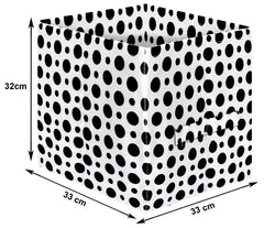 Kuber Industries Dot Printed Multipurposes Storage Box/Organizer With Handles- Pack of 2 (Black & White) -HS43KUBMART26223