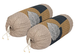 Heart Home Leaf Print Soft & Luxurious Decorative Cotton Bolster Cover- Set of 4, 16"x30" (Cream) 54HH3923.