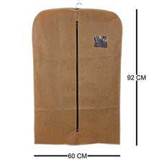 Heart Home Metallic Printed Half Transparent Non Woven Men's Blazer Suit Cover|Zipper Closure & Sturdy Hook|Size 92 x 60 x 1 CM|Pack of 3 (Beige)
