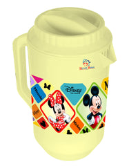 Heart Home Mickey Minnie Print Unbreakable Plastic Water Jug with Lid for Home, Kitchen, Office 2 Liter Pack of 3 (Cream)
