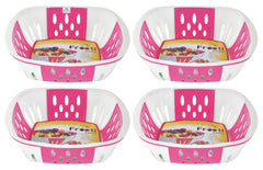 Heart Home Large Plastic Fruit, vegetable Storage Basket- Pack of 4 (Pink)-HS42KUBMART25363