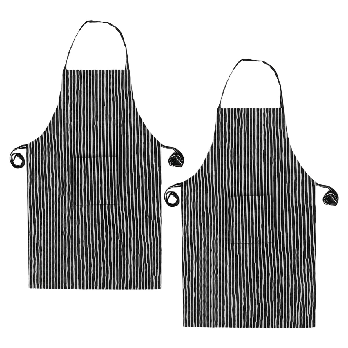 Heart Home Linning Printed Oil Stain Resistant Cooking Kitchen Apron for Men Women with 1 Front Pocket- Pack of 2 (Black & White)-50HH0738