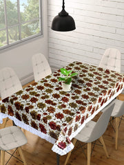 Kuber Industries Checkered PVC 6 Seater Dining Table Cover - Brown (CTKTC05151)
