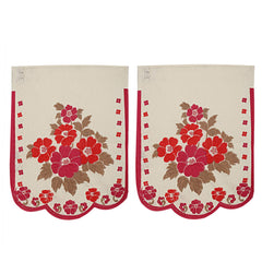 Kuber Industries Floral 6 Piece Cotton Sofa Cover Set, Cream & Pink