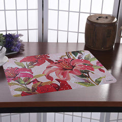 Kuber Industries Flower Design PVC 6 Pieces Dining Table Placemat Set (Pink)-CTKTC29802