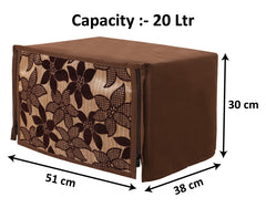Heart Home Velvet Flower Printed Microwave Oven Cover, Dustproof Machine Protector Cover,20 LTR. (Brown)-HS43HEARTH26056