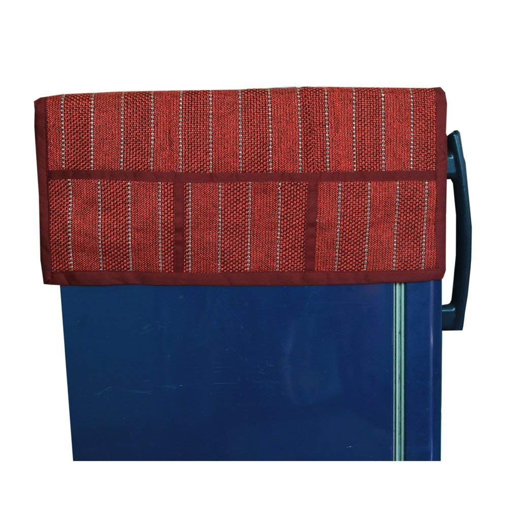 Kuber Industries Cotton Fridge Top Cover - Red, Standard (SLSBNEW13078)