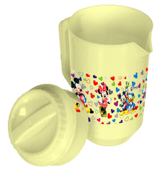 Heart Home Mickey & Friends Print Unbreakable Plastic Water Jug with Lid for Home, Kitchen, Office 2 Liter (Cream)