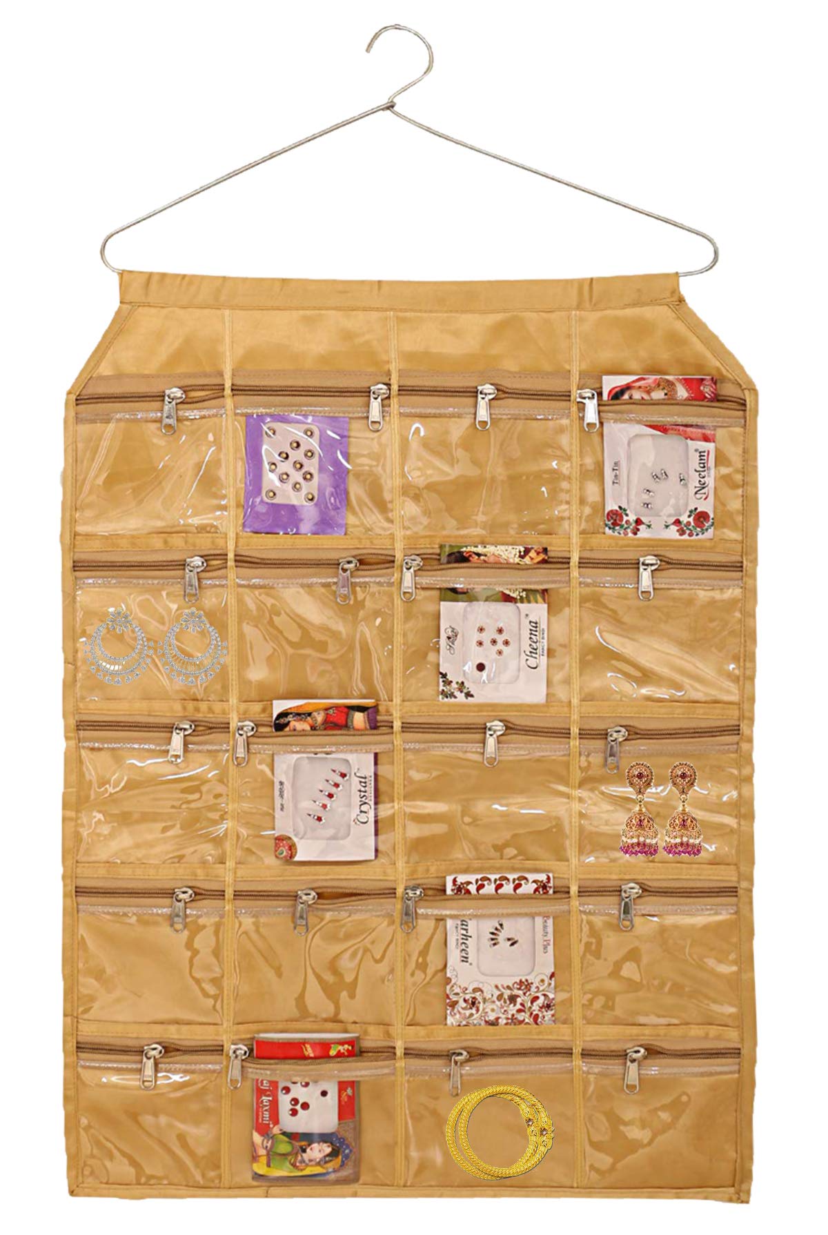 Kuber Industries Satin Jewellery Organizer with Pocket, Maroon