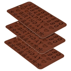 Heart Home Chocolate Mould | Silicone Cookies Mould Cake | Chocolate Cookies Tray | Numerical Chocolate Mould Tray | Non-Stick Cookies Moulds | Candy Mold | Pack of 3 | Brown