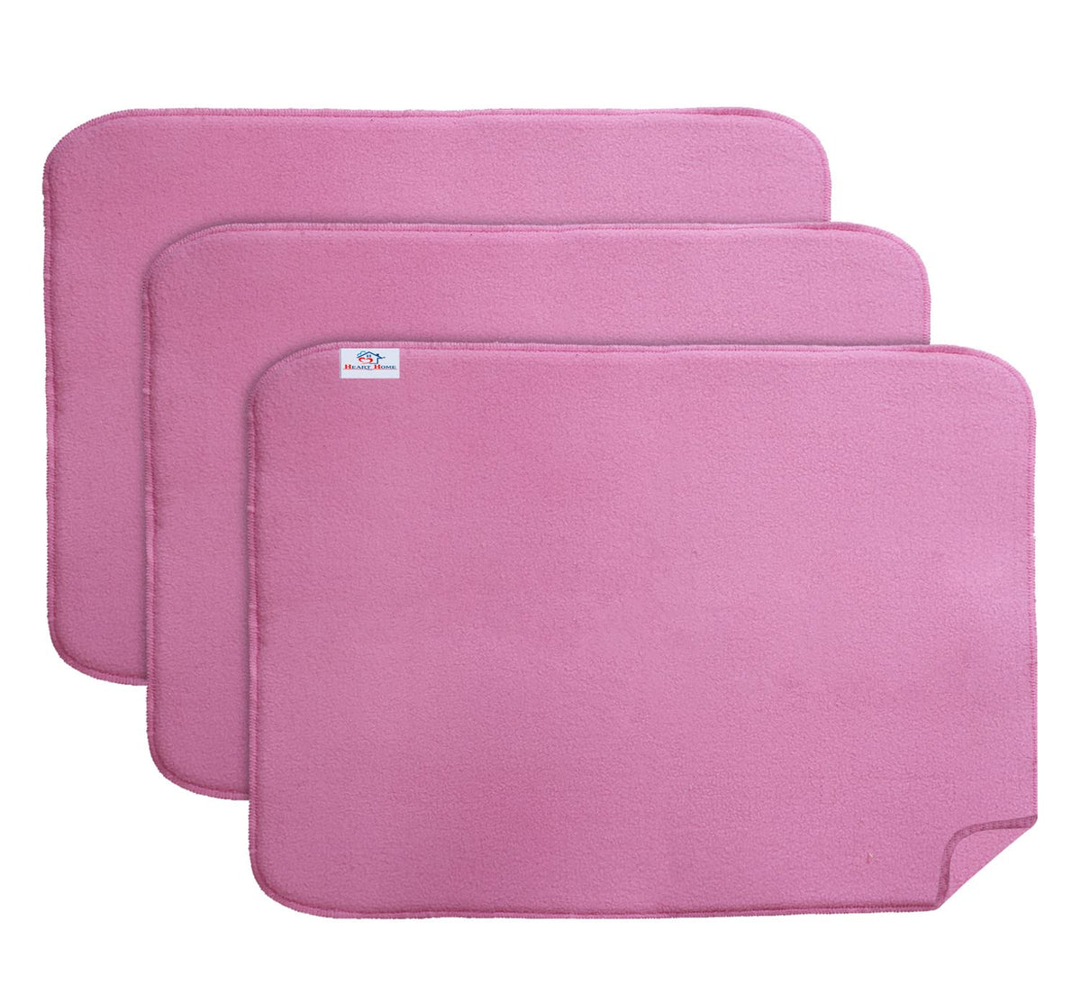 Heart Home Microfiber Reversible Dish Drying Mat with Absorbent Parity for Kitchen 19"x 15",Pack of 3 (Pink)