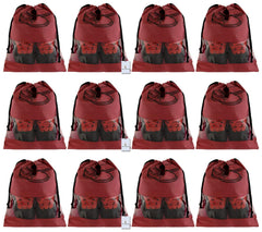 Kuber Industries 12 Piece Non Woven Travel Shoe Cover, String Bag Organizer, Maroon -CTMTC039523