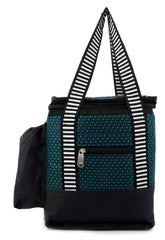 Kuber Industries Floral Design Canvas Waterproof Lunch Bag, Suitable for 3 Compartment (Black) -CTKTC038971