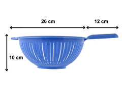 Heart Home Plastic Strainer Colander with Long Handle Use for Pasta, Noodles, Spaghetti, Vegetables and More (Blue)-Pack of 2-HHEART15123