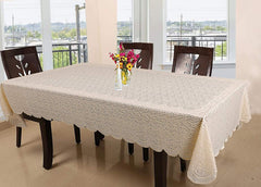 Kuber Industries Dining Table Cover 6 Seater|Table Cloth|Table Cover for Home, Restaurant| Zig Zag Design Cotton|Cream