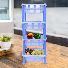 Kuber industries Plastic 2 Pieces 4 Layer Multi-Purpose Kitchen Storage Basket Rack (Blue)-CTKTC25268