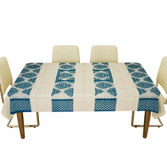 Heart Home Dining Table Cover | Kitchen Dining Tablecloth | 6 Seater Dining Table Cover | Dining Table Cover for Hall Décor | Blue Star Patta Net Tablecloth | DTC | 60x90 | Cream