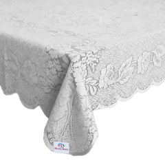Heart Home Rose Printed Cotton 4 Seater Center Table Cover,40"x60" (White)-44HH079