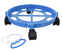 Kuber industries Cylinder Easily Movable Plastic Trolley Stand with Wheels (Blue)-KUBMART11177