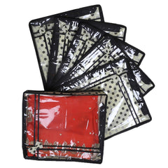 Kuber Industries Bow Polka Dot Design 6 Piece Non Woven Saree Cover, Ivory