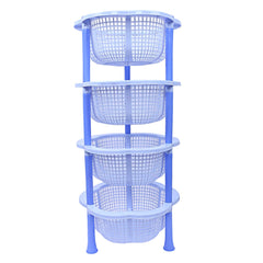 Kuber industries Plastic 2 Pieces 4 Layer Multi-Purpose Kitchen Storage Basket Rack (Blue)-CTKTC25224