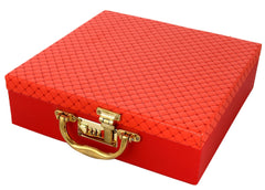 Kuber Industries 3 Rods Bangle Organizer Box Soft Leather Coated Jewelry Storage Case with Small Mirror & Lock System (Gold) (HS_37_LUGGAGE020321)